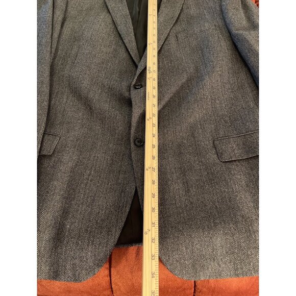 Mens Herringbone Blazer Jacket 52T 100% Wool Gray - Picture 12 of 16